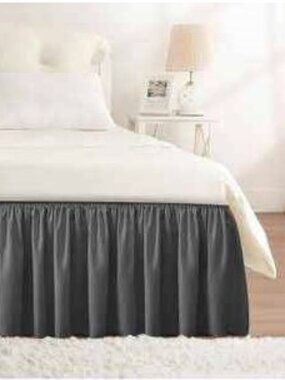 Dark Grey Bed Skirt 24" Drop Size Queen